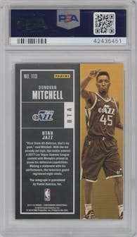 Donovan Mitchell from the 2017-18 Panini Contenders set graded by PSA and given an overall grade of 10.