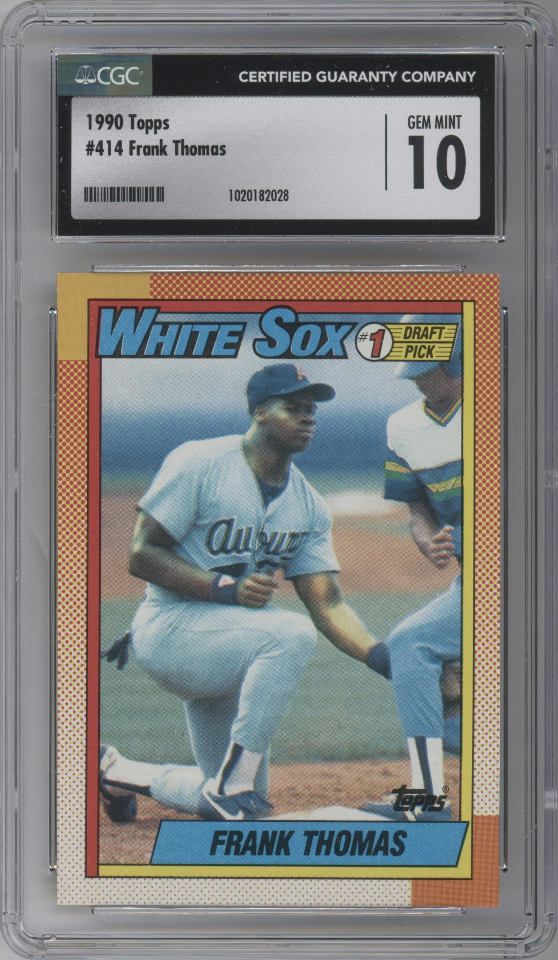 Frank Thomas from the 1990 Topps set graded by CSG and given an overall grade of 10.
