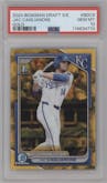 Jac Caglianone from the 2024 Bowman Draft Sapphire Edition set featuring a Gold parallel graded by PSA and given an overall grade of 10.