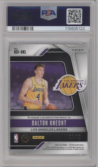 Dalton Knecht from the 2024-25 Panini Prizm set featuring a Gold Shimmer Prizms FOTL parallel graded by PSA and given an overall grade of 10.