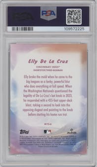 Elly De La Cruz from the 2024 Topps Update set featuring a Black parallel graded by PSA and given an overall grade of 10.