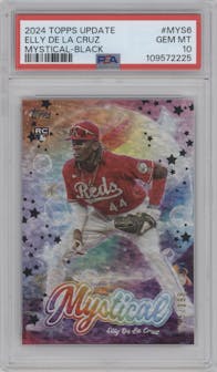 Elly De La Cruz from the 2024 Topps Update set featuring a Black parallel graded by PSA and given an overall grade of 10.