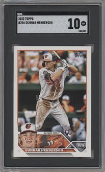 Gunnar Henderson from the 2023 Topps set graded by SGC and given an overall grade of 10.