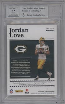 Jordan Love from the 2020 Panini Encased set graded by Beckett and given an overall grade of 9.
