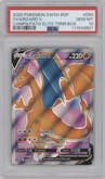 Charizard V from the 2020 Pokemon SWSH set featuring a Champion's Path ETB parallel graded by PSA and given an overall grade of 10.