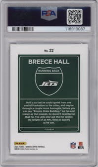 Breece Hall from the 2024 Donruss Optic set graded by PSA and given an overall grade of 9.