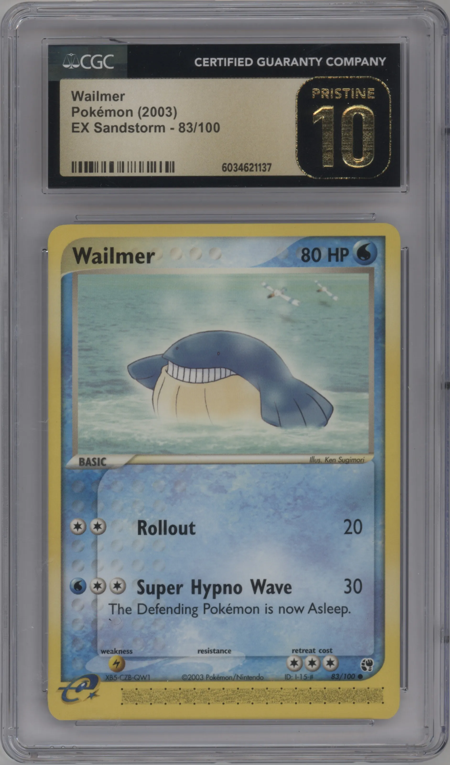 2003 Pokemon EX Sandstorm Wailmer #83 CGC 10