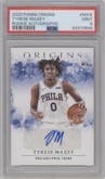 Tyrese Maxey from the 2020-21 Panini Origins  set graded by PSA and given an overall grade of 9.