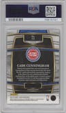 Cade Cunningham from the 2021-22 Panini Select set featuring a Blue Prizm parallel graded by PSA and given an overall grade of 10.