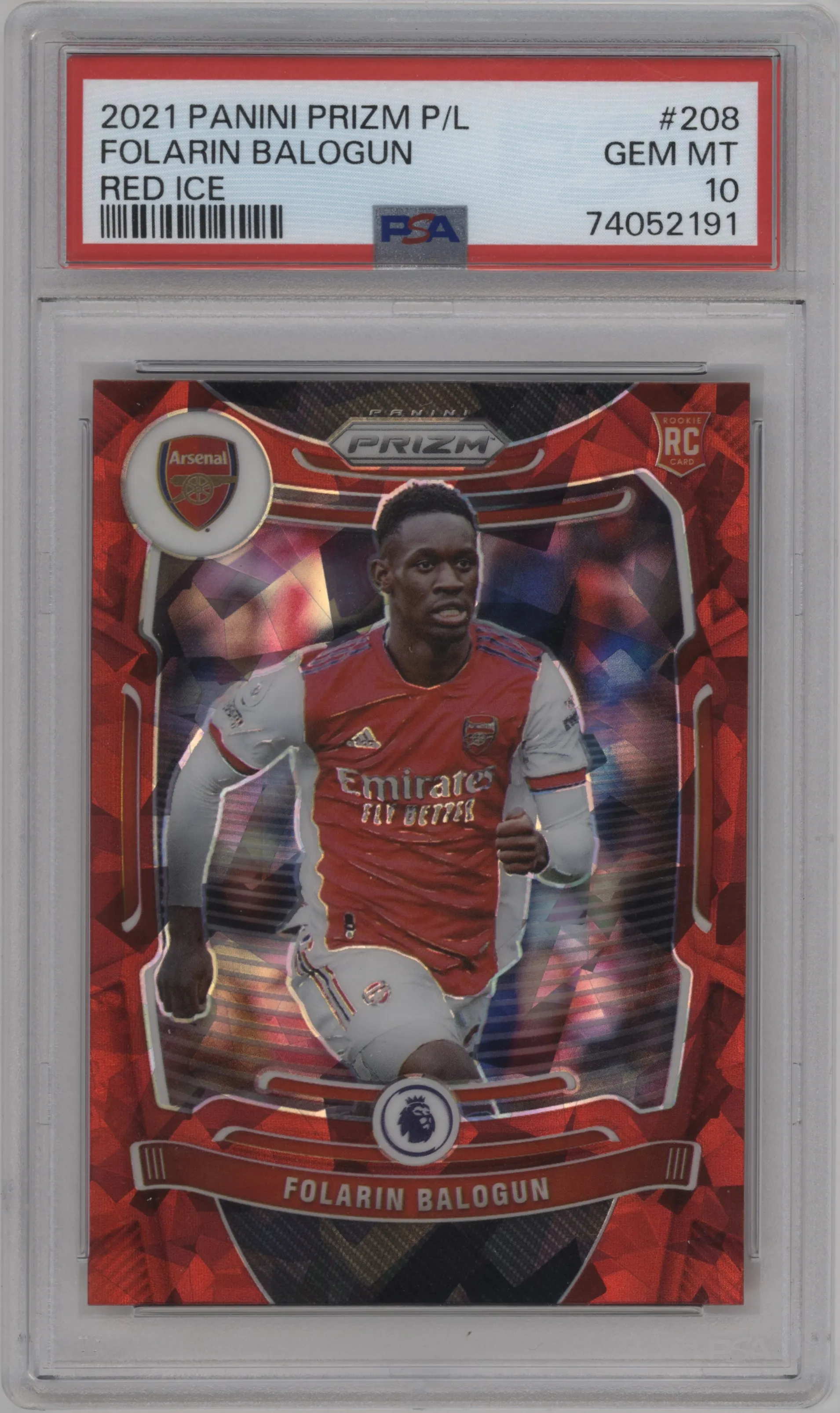 2021 Panini Prizm Premier League Folarin Balogun Red Ice PSA 10
