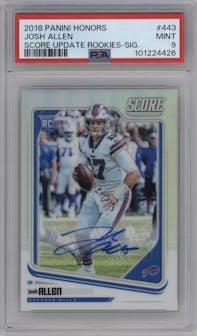 Josh Allen from the 2018 Panini Honors set graded by PSA and given an overall grade of 9.