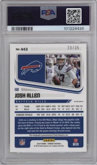 Josh Allen from the 2018 Panini Honors set graded by PSA and given an overall grade of 9.