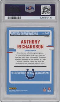 Anthony Richardson from the 2023 Donruss Optic set featuring a Holo parallel graded by PSA and given an overall grade of 10.