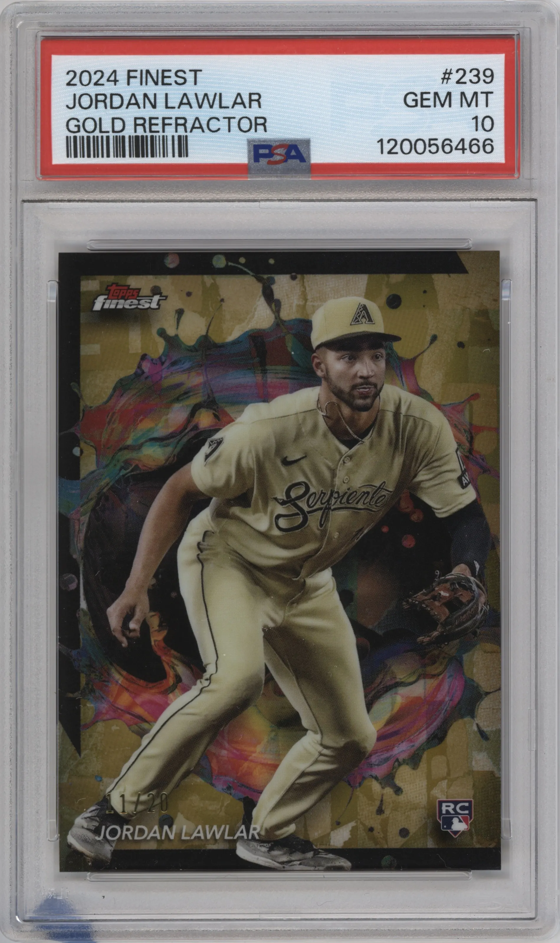 2024 Topps Finest Jordan Lawlar Gold Refractor PSA 10