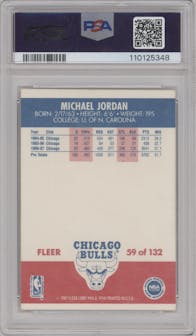 Michael Jordan from the 1987-88 Fleer set graded by PSA and given an overall grade of 8.
