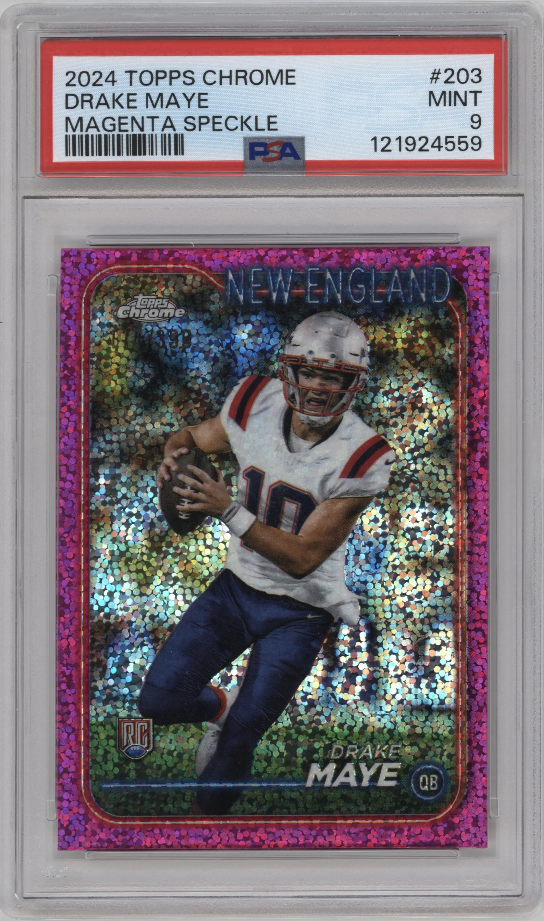 2024 Topps Chrome Drake Maye Magenta Speckle Refractor #203 PSA 9