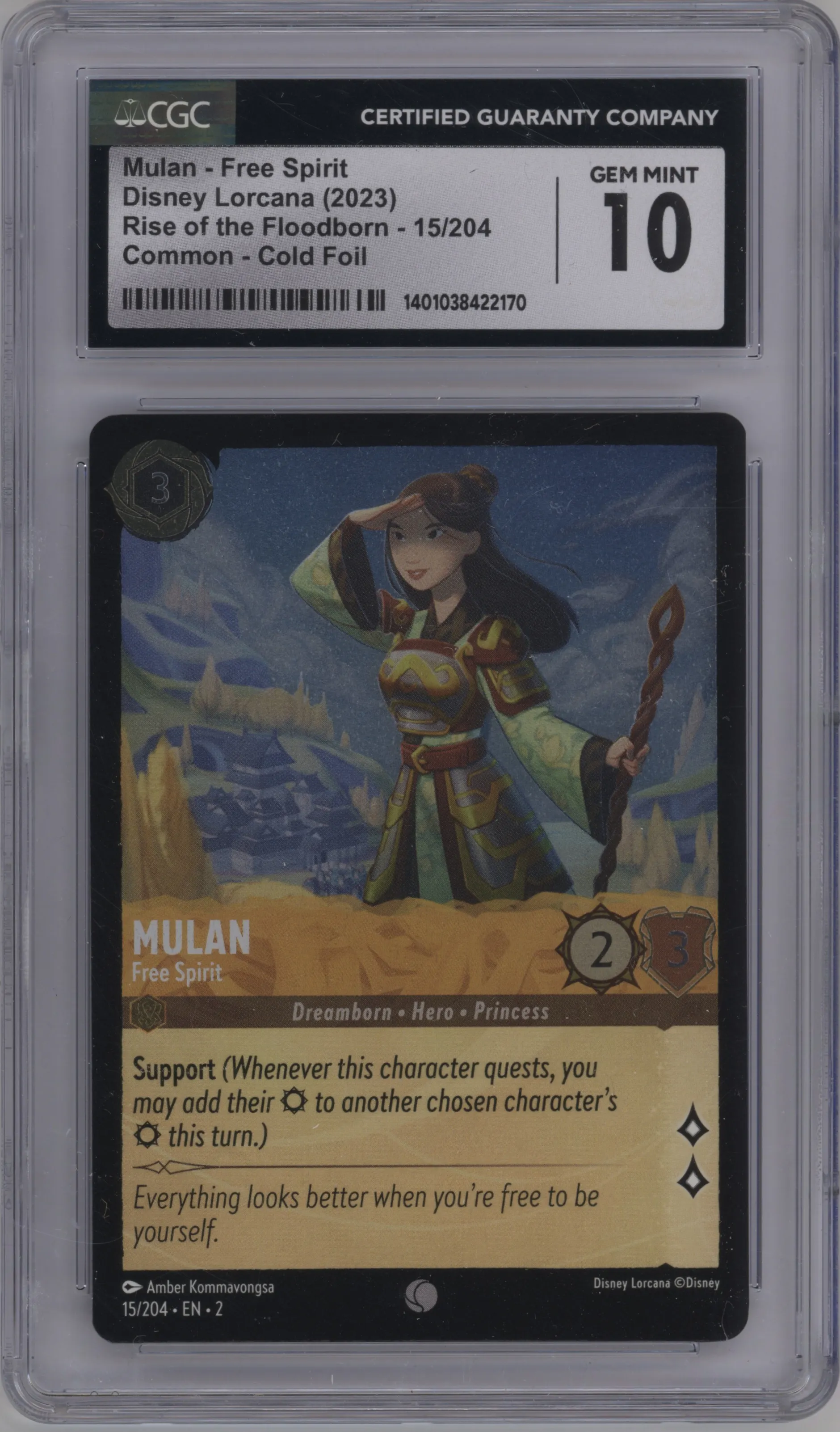 2023 Disney Lorcana Rise of the Floodborn Mulan Foil CGC 10