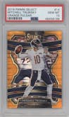 Mitchell Trubisky from the 2019 Panini Select  set featuring a Orange Pulsar parallel graded by PSA and given an overall grade of 10.