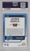 Jayden Daniels from the 2024 Donruss set featuring a Pink parallel graded by PSA and given an overall grade of 9.