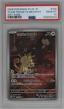Team Rocket's Meowth from the 2025 Pokemon SV JPN set graded by PSA and given an overall grade of 10.