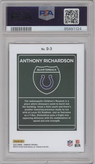  Anthony Richardson from the 2023 Panini Donruss set graded by PSA and given an overall grade of 9.