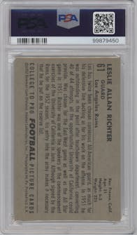 Leslie Richter from the 1952 Bowman Large set graded by PSA and given an overall grade of 5.