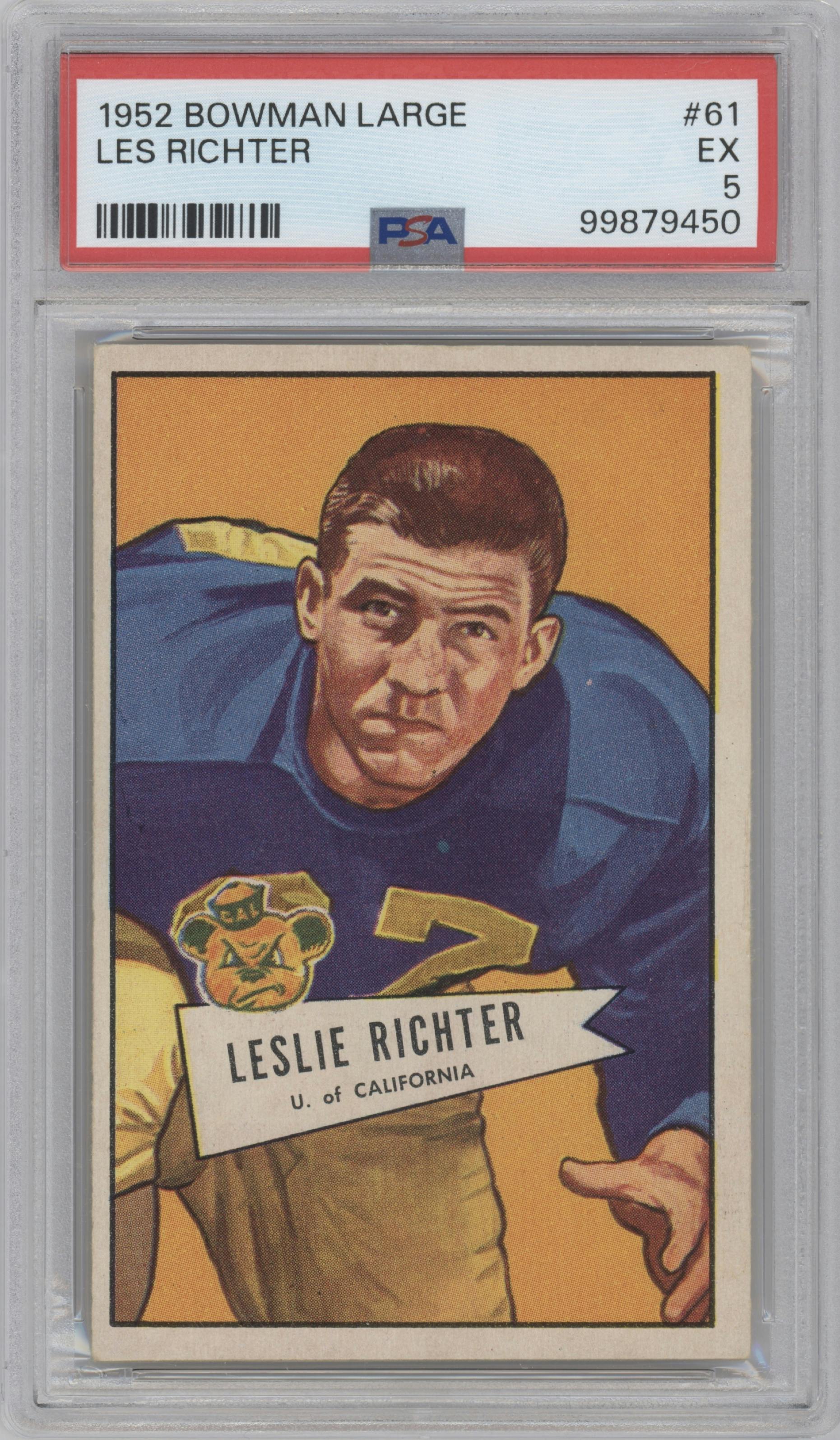 Leslie Richter from the 1952 Bowman Large set graded by PSA and given an overall grade of 5.