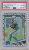 De'Von Achane from the 2023 Donruss Optic set featuring a Stars parallel graded by PSA and given an overall grade of 10.
