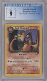 Dark Charizard from the 2000 Pokemon set graded by CSG and given an overall grade of 9.
