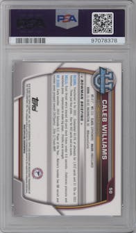 Caleb Williams from the 2022 Bowman University Chrome set graded by PSA and given an overall grade of 10.