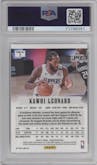 Kawhi Leonard from the 2020-21 Panini Prizm set featuring a Silver Prizm parallel graded by PSA and given an overall grade of 10.