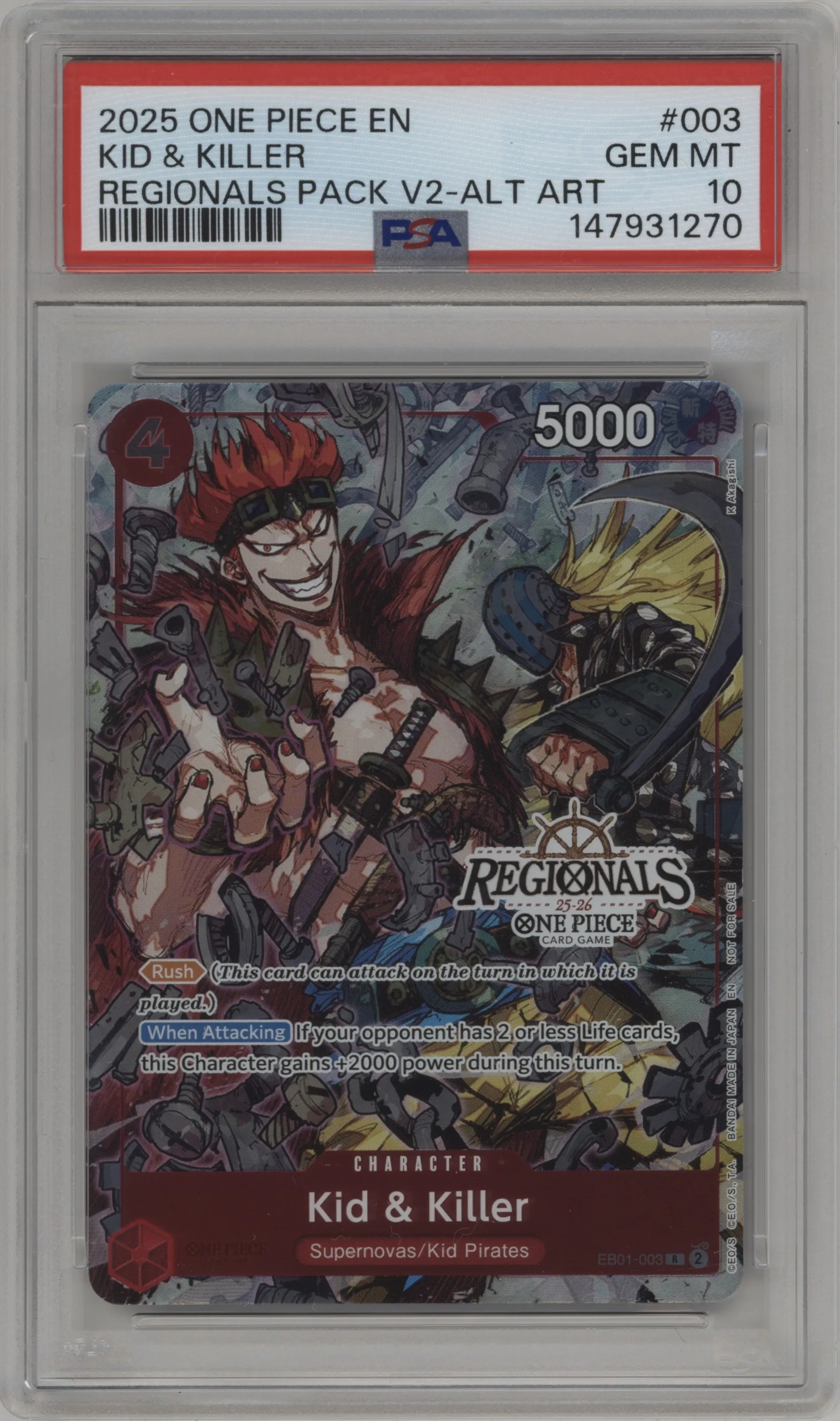 2025 One Piece Kid & Killer Offline Regional Participation Pack 2025 Vol.2 R #EB01-003 R PSA 10