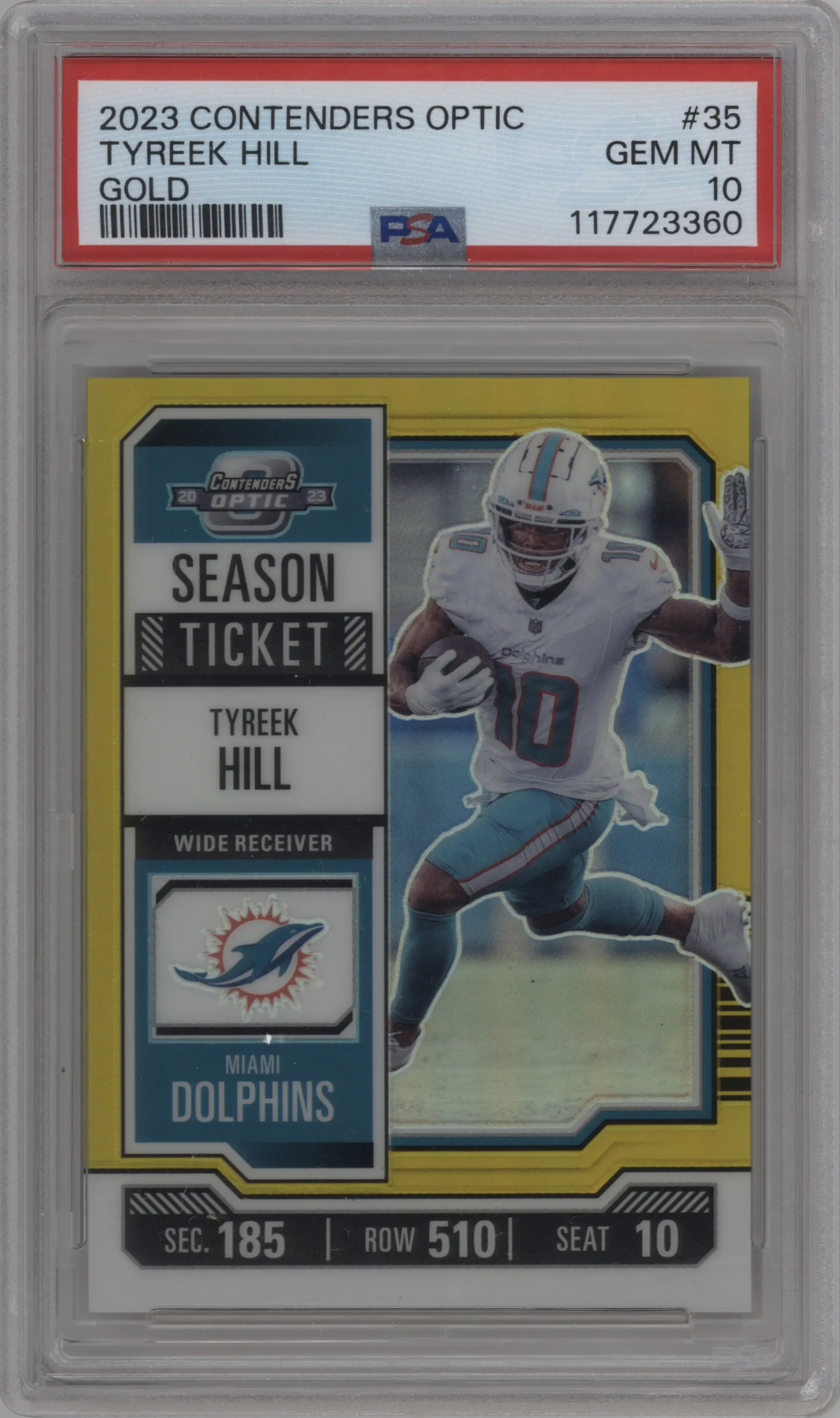2023 Panini Contenders Optic Tyreek Hill Gold #35 PSA 10
