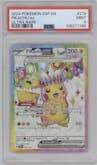 Pikachu ex from the 2024 Pokemon SV set graded by PSA and given an overall grade of 9.