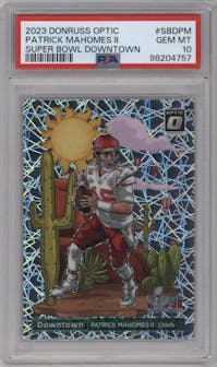 Patrick Mahomes II from the 2023 Donruss Optic set graded by PSA and given an overall grade of 10.
