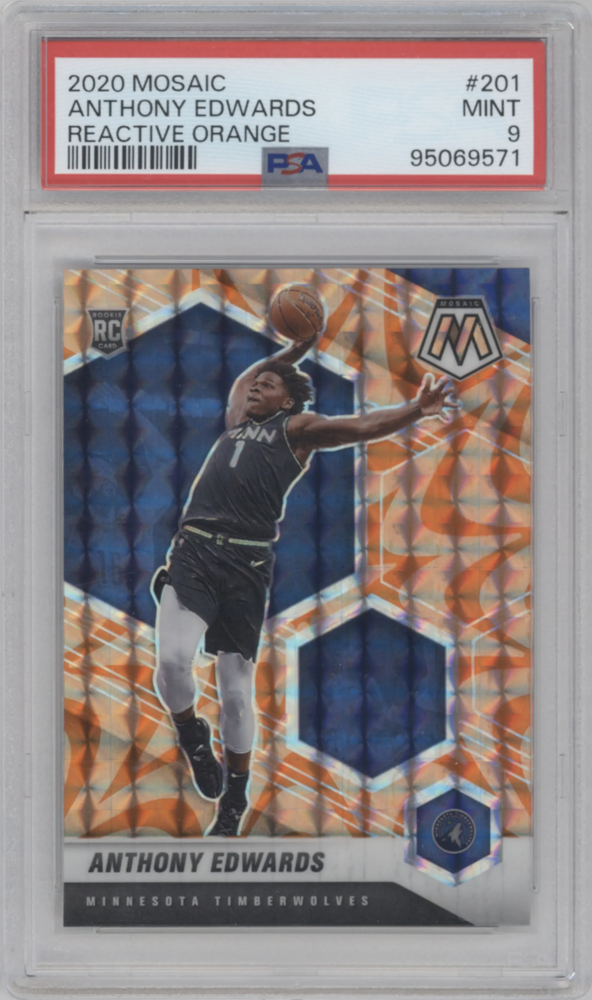 2020 Panini Mosaic Anthony Edwards Reactive Orange PSA 9