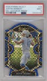 Justin Herbert from the 2020 Panini Select set featuring a Die-Cut Blue  parallel graded by PSA and given an overall grade of 9.