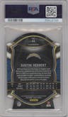 Justin Herbert from the 2020 Panini Select set featuring a Die-Cut Blue  parallel graded by PSA and given an overall grade of 9.