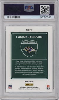 Lamar Jackson from the 2020 Panini Donruss Optic set graded by PSA and given an overall grade of 9.