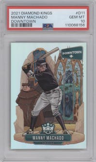 Manny Machado from the 2021 Panini Diamond Kings set graded by PSA and given an overall grade of 10.