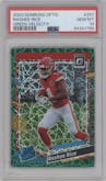 Rashee Rice from the 2023 Donruss Optic set featuring a Green Velocity parallel graded by PSA and given an overall grade of 10.