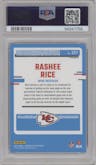 Rashee Rice from the 2023 Donruss Optic set featuring a Green Velocity parallel graded by PSA and given an overall grade of 10.