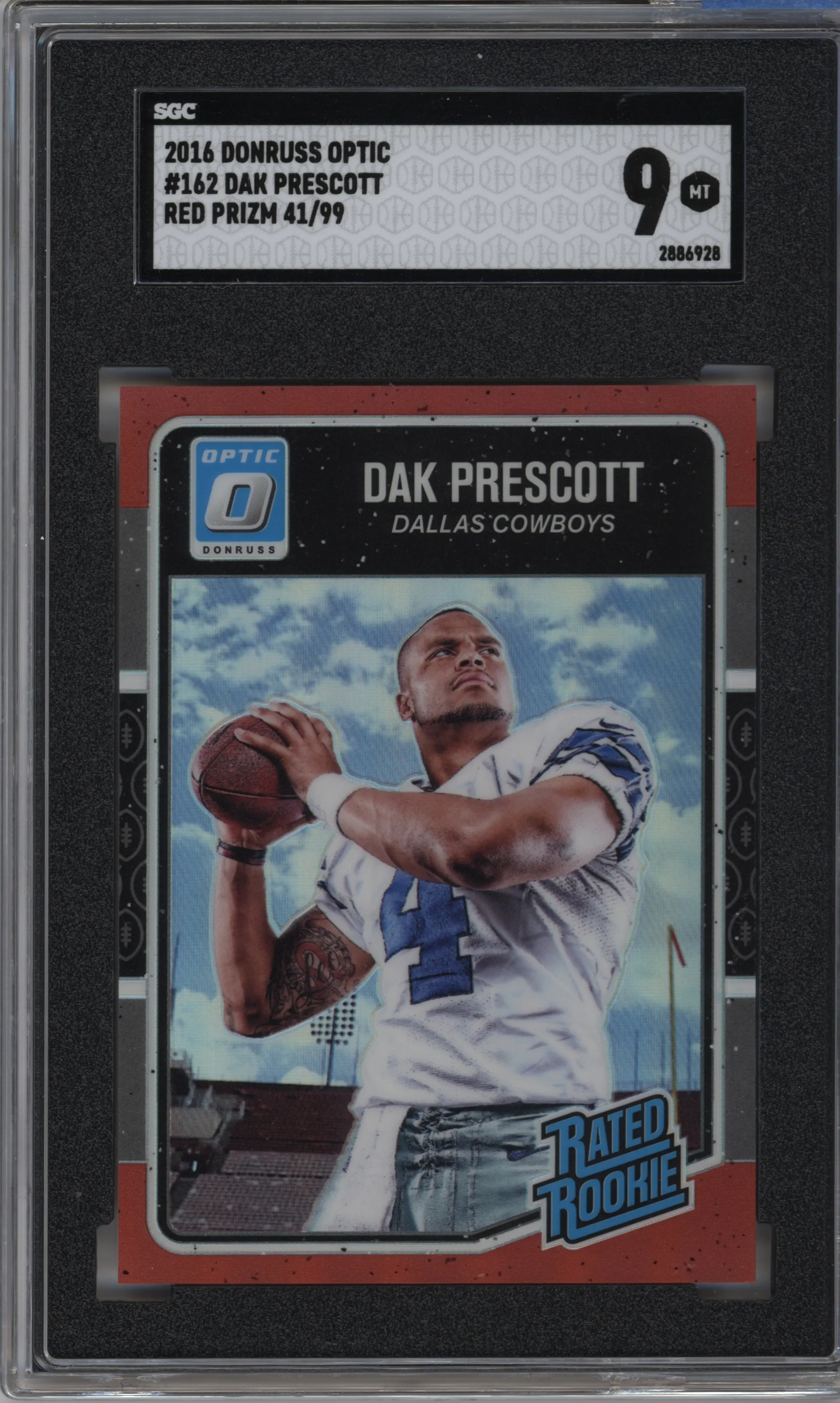 2016 Panini Donruss Optic Rated Rookie Dak Prescott Red #162 SGC 9