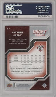 Stephen Curry from the 2009-10 UD Draft Edition set graded by PSA and given an overall grade of 10.