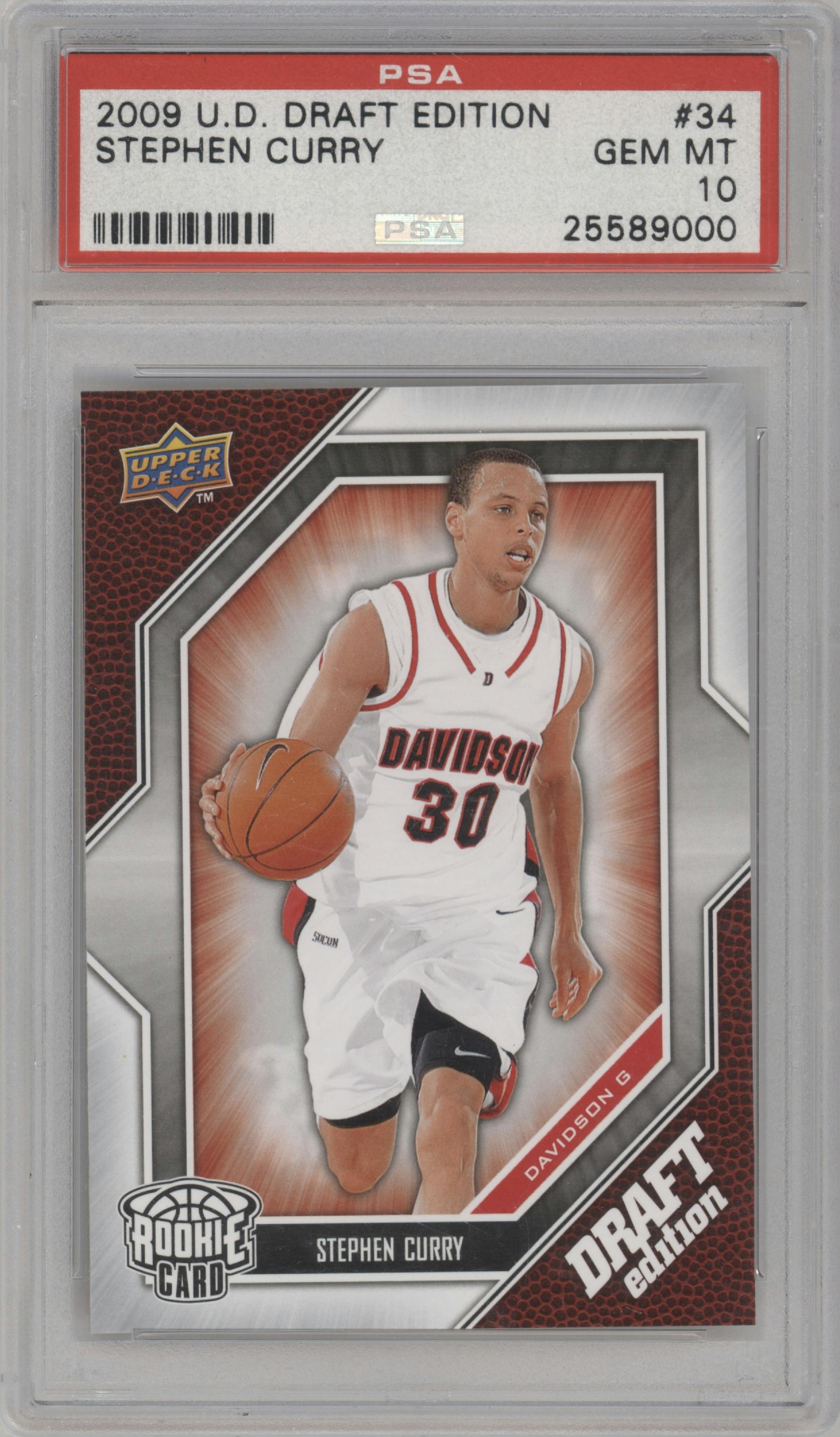 Stephen Curry from the 2009-10 UD Draft Edition set graded by PSA and given an overall grade of 10.
