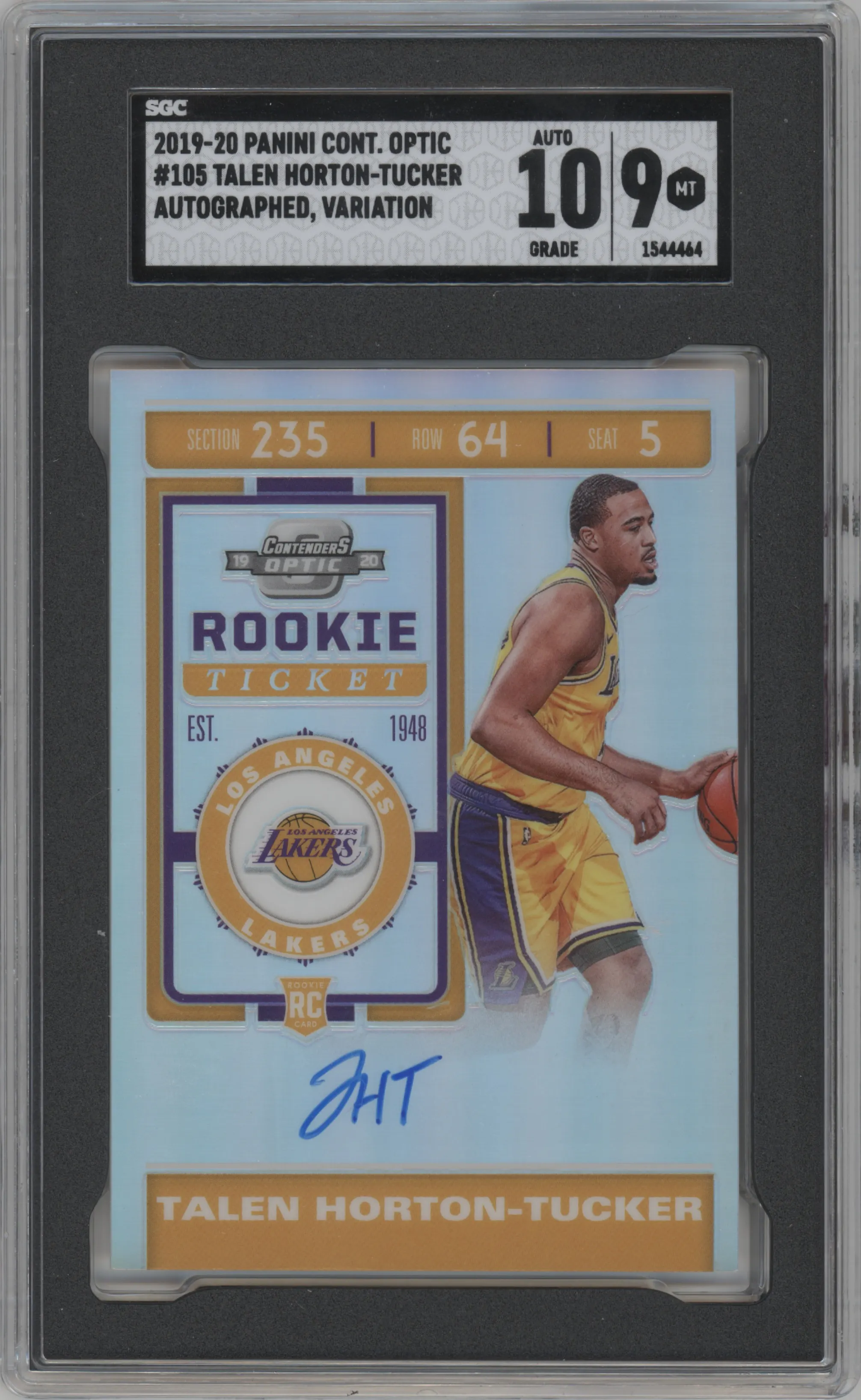 2019 Panini Contenders Optic Rke.Tkt.Var. Talen Horton-Tucker #105 SGC 9