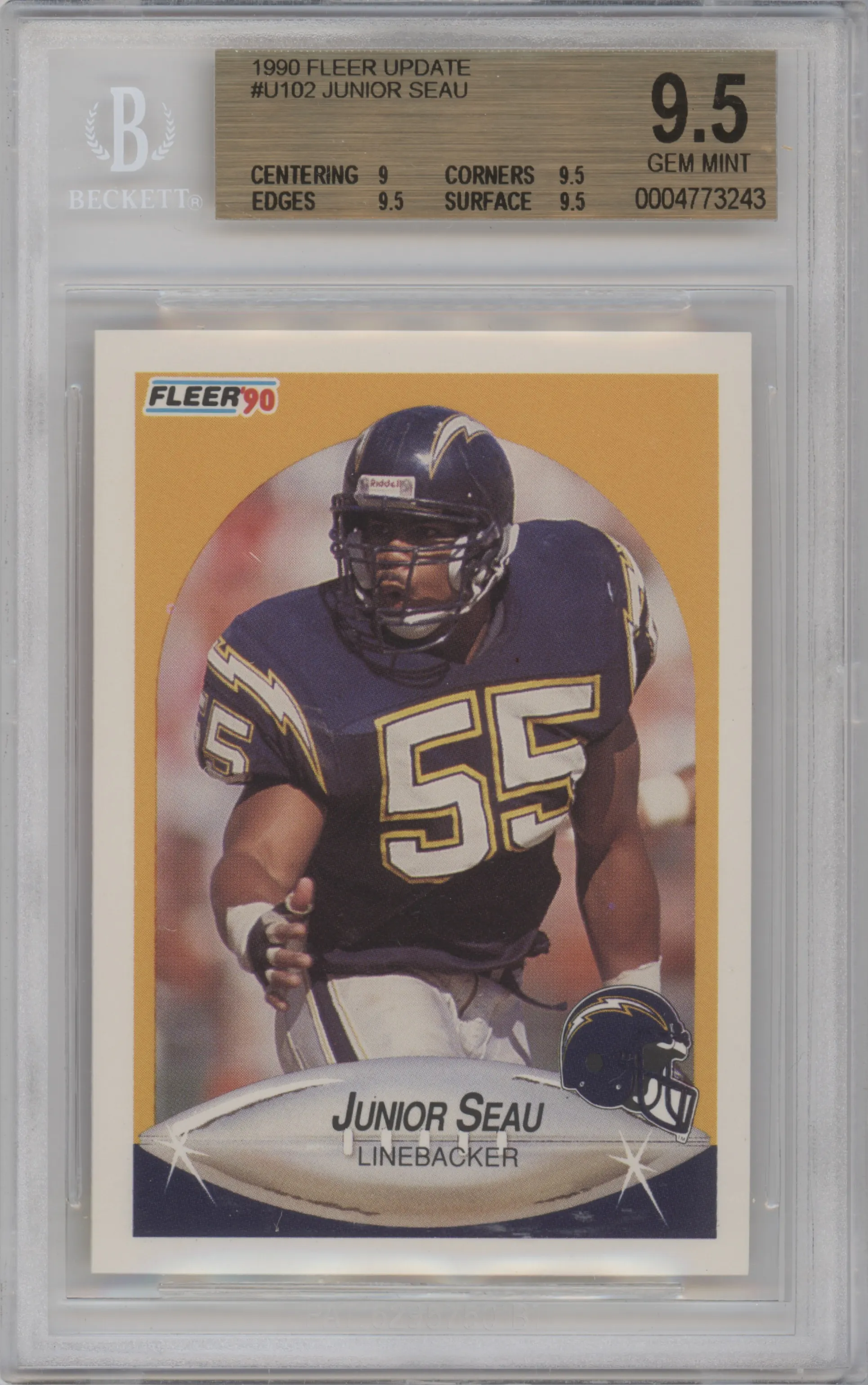1990 Fleer Update Junior Seau BGS 9.5