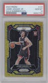 Jaime Jaquez Jr. from the 2023-24 Panini Prizm set featuring a FOTL Gold Shimmer parallel graded by PSA and given an overall grade of 10.