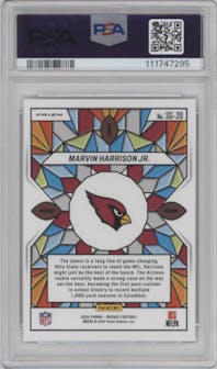 Marvin Harrison Jr. from the 2024 Panini Mosaic set graded by PSA and given an overall grade of 8.