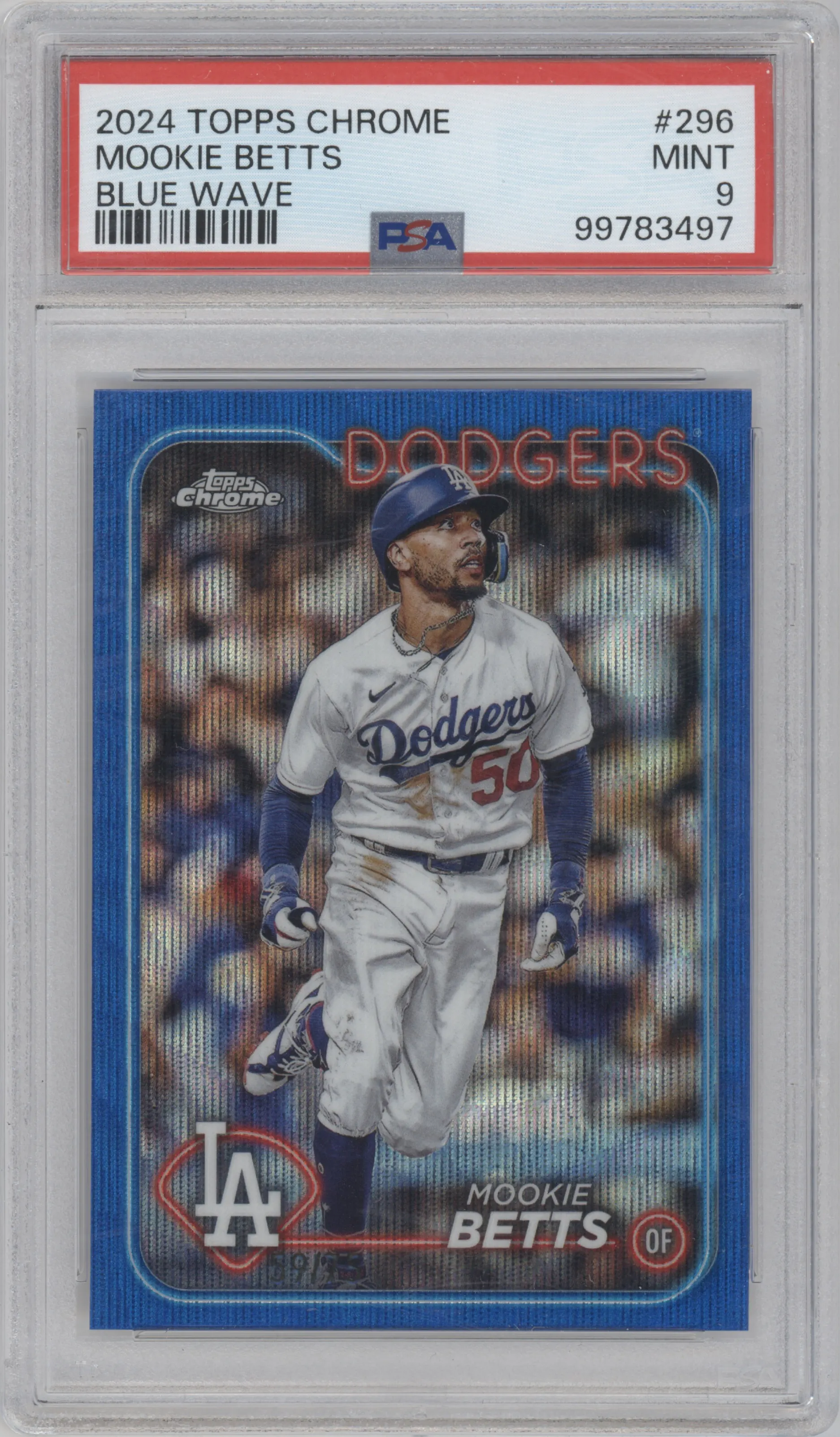 2024 Topps Chrome Mookie Betts Blue Wave Refractor PSA 9